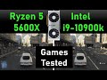 Tested Ryzen 5600x vs i9 10900k Benchmark Gameplay | 7 Games Test with new Ryzen 5600x CPU