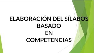 EJEMPLO SILABO POR COMPETENCIAS - YouTube