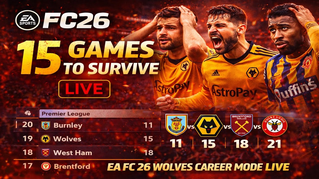EA FC 26 Wolves Career Mode LIVE | 15 Games to Survive