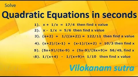 how to solve quadratic equations | reciprocal problems  | Vedic maths | by charan lal sir | VMbyC