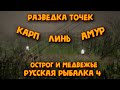 Разведка фармовых точек. Карп, линь, амур. Старый острог, Озеро медвежье. Русская рыбалка 4.