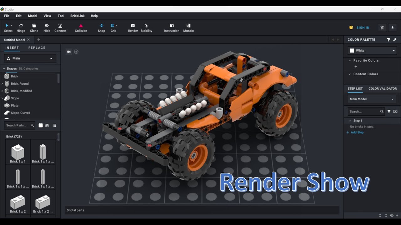 Lego set: Technic:42135-2 in Bricklink Studio (Render Show) - YouTube