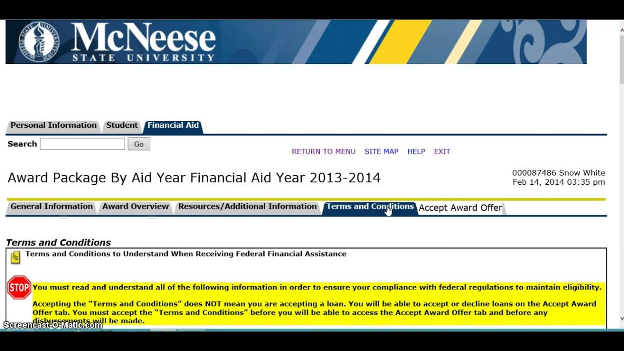 Mcneese State University Financial Aid Online Accept Youtube