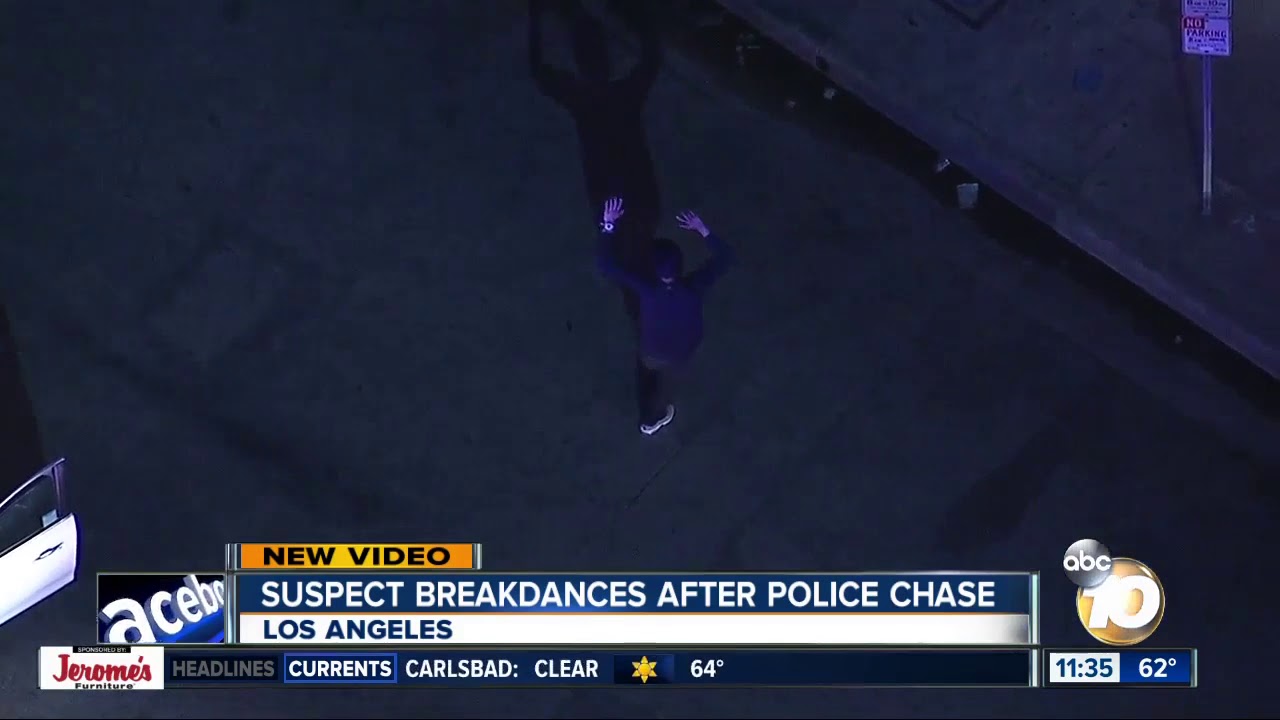 Suspect breakdances after Los Angeles police chase - YouTube