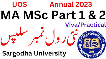 MA MSc Annual 2023 Roll No Slips Viva/Practical UOS | MA MSc Roll No Slips UOS 2023 | MA MSc UOS