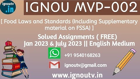 IGNOU MVP-002 Solved Assignment Jan 2023 & July 2023 [FREE] || IGNOU MSCFSQM || IGNOU TV || IGNOU ||