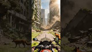 POV: Riding Through a Forgotten City 🌿 #POV #PostApocalypse #Cinematic #Dreamscape #NatureReclaims