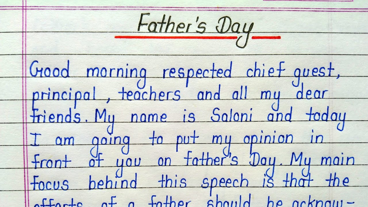 father's day speech writing in english