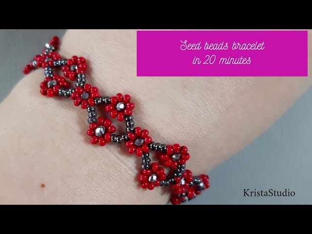 DIY Best Red Summer Seed Bead Bracelet/ Easy to make beaded jewelry. Beading  tutorial 