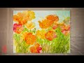 Oranger mohn collage mit seidenpapier  flower power in acryl