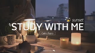 2HOUR STUDY WITH ME | Calm Piano | Pomodoro 50/10 | My room at Sunset