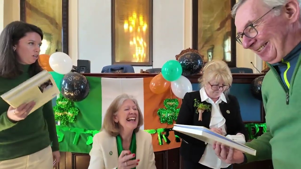 Highlights from the Jersey Irish Society St Patrick's day mass & the launch of the book " An Irish Jersey journey" by Martina Wintour from the town hall in St Helier on the island of Jersey (Show 2 of 2 )