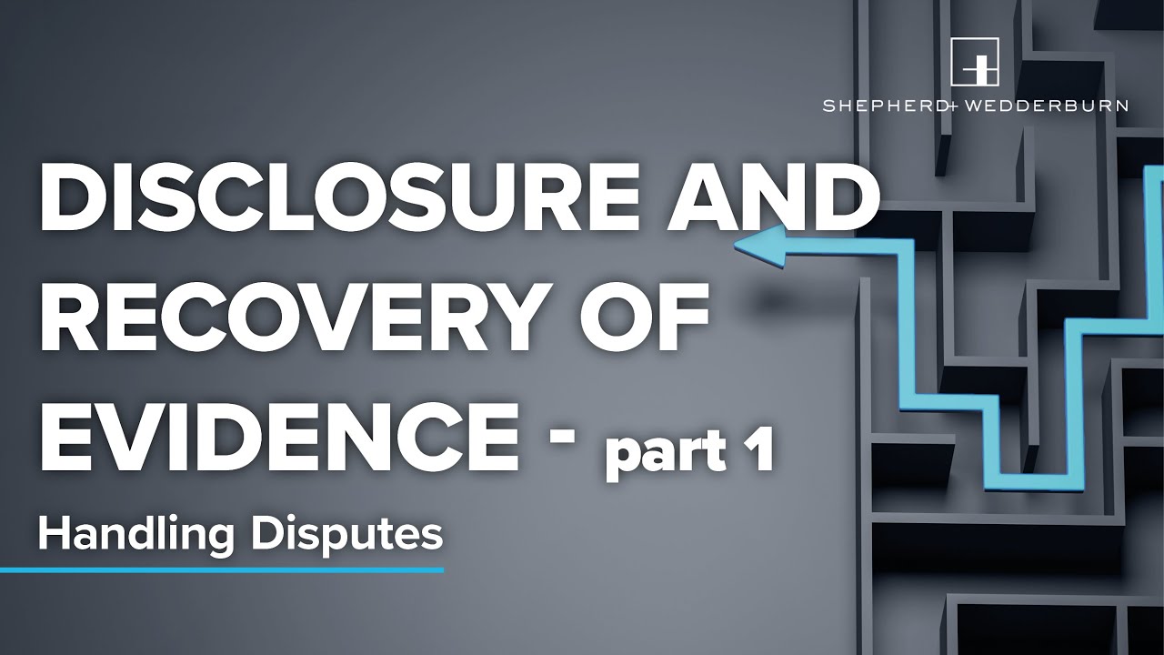 Disclosure and recovery of evidence – Part 1 – Handling Disputes in ...