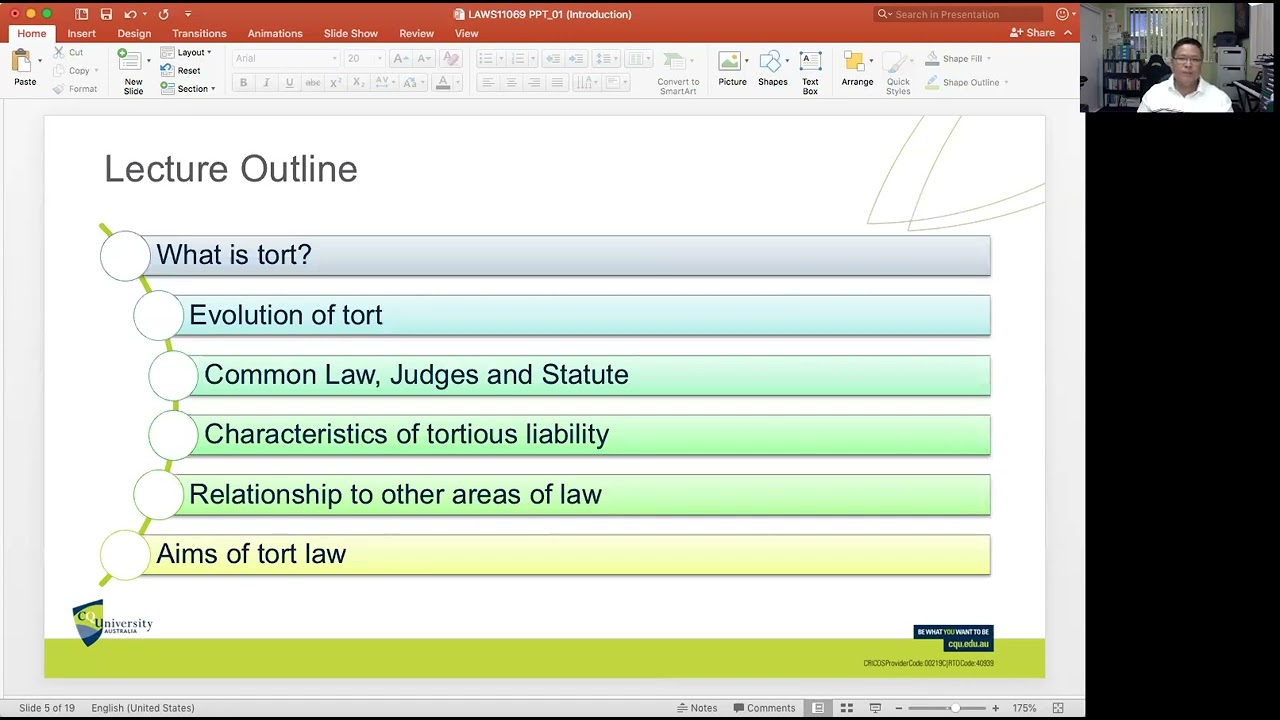 The Law of Torts: An Introduction (Lecture 1: LAWS11069)