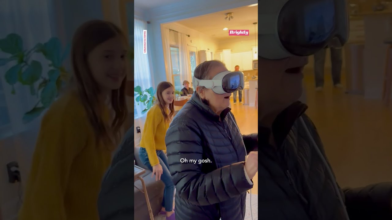 Mom Tries VR Headset For The First Time