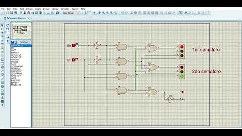 Circuito combinacional de un semáforo DIAGRAMA ESQUEMATICO CON COMPUERTAS LOGICAS en Proteus 8