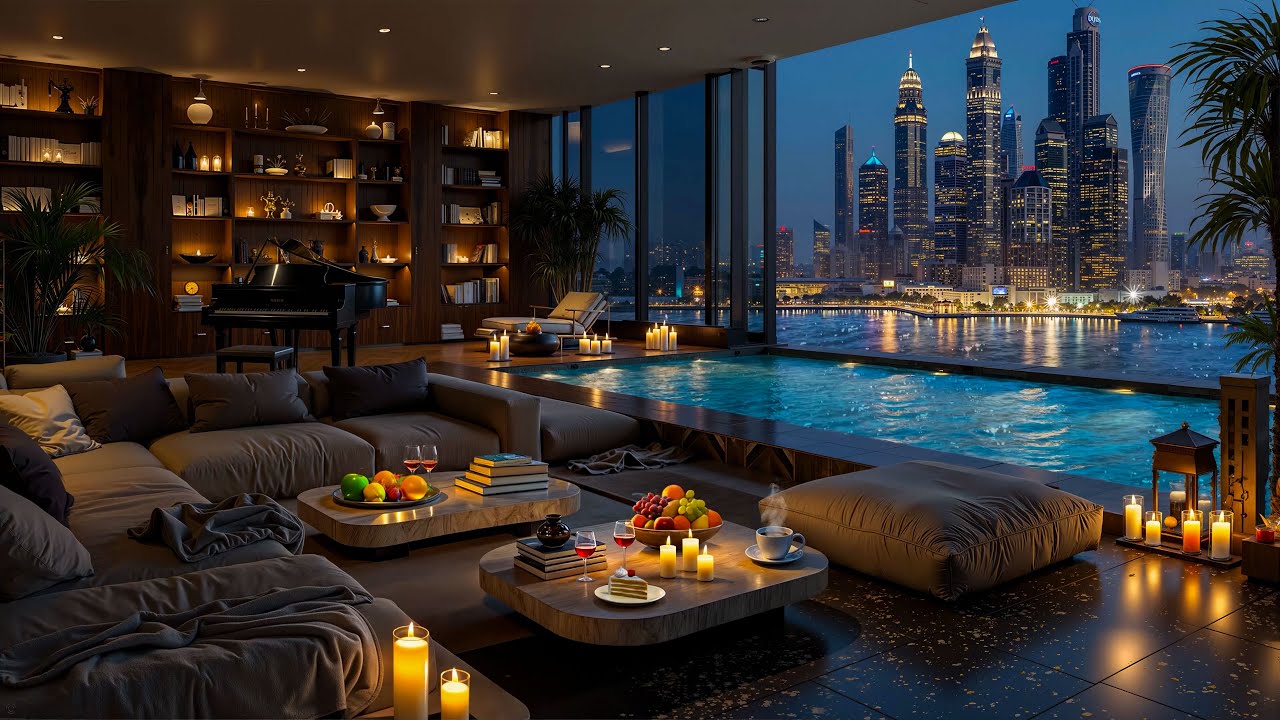 Picture of Ambient Night Jazz Piano in 4K Luxury Apartment for Relaxing ... - YouTube