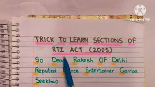 Trick to learn RTI ACT (2005) sections(1to10)#PART-1#jkssb #trick#jkp#viralvideo#subscribe Net Worth