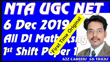 NTA UGC NET 6 Dec 2019 Paper Ist  DI Maths Reasoning Morning Shift  Answer Key Paper Ist