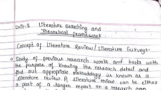 BBS 4th year Research chapter 2 literature review notes