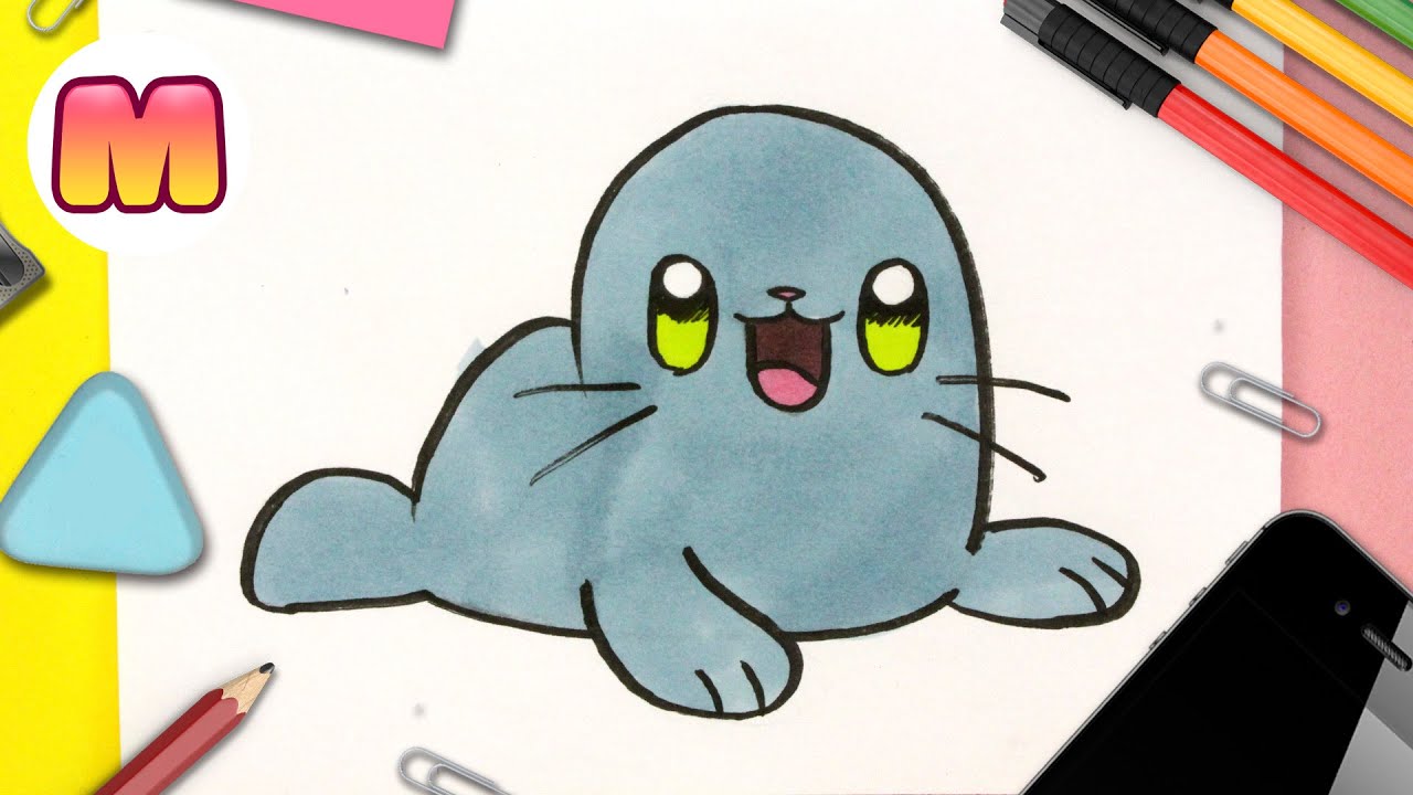 CÓMO DIBUJAR UNA FOCA KAWAII ❤️ Dibujos kawaii de animales ❤️Dibujos fáciles  paso a paso - thptnganamst.edu.vn