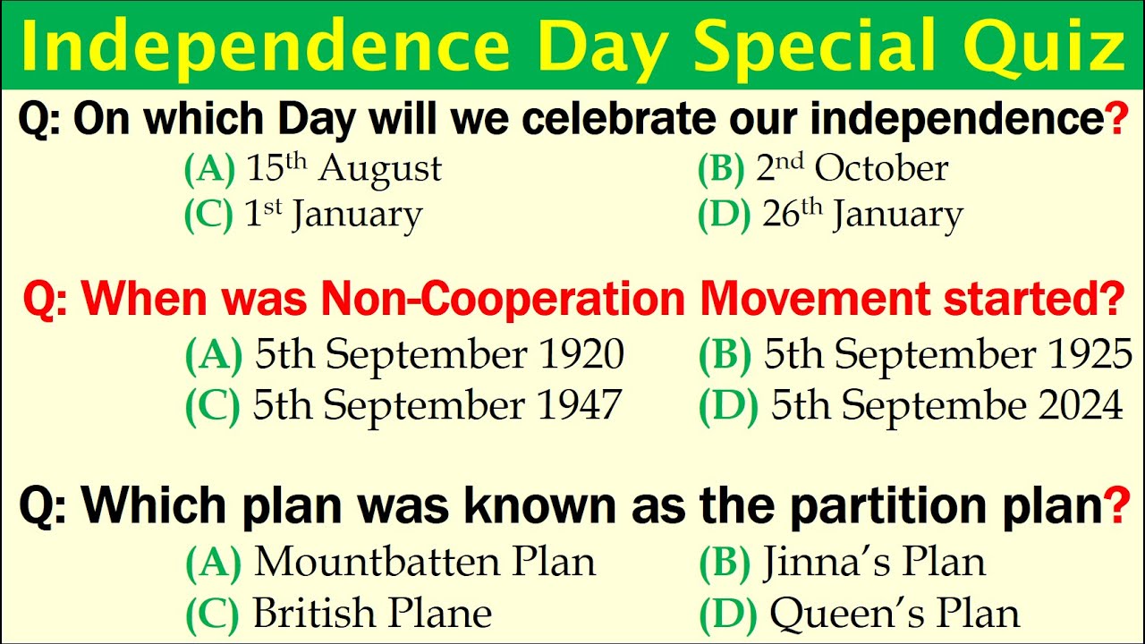 Independence Day Special Quiz | General Knowledge Questions And Answers ...