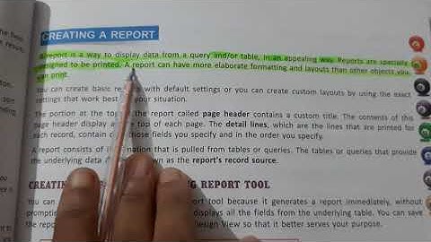 Class 8th (Ch 4-part 5)  Query & Reports in MS Access