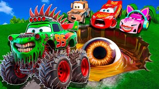 ZOMBIE Pit Transform In Beast Lightning McQueen \& Big \& Small Pixar Cars! Beam.NG Drive!
