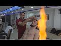 ASMR Turkish Barber Face, Head and Body Massage 243 Fire and Cupping