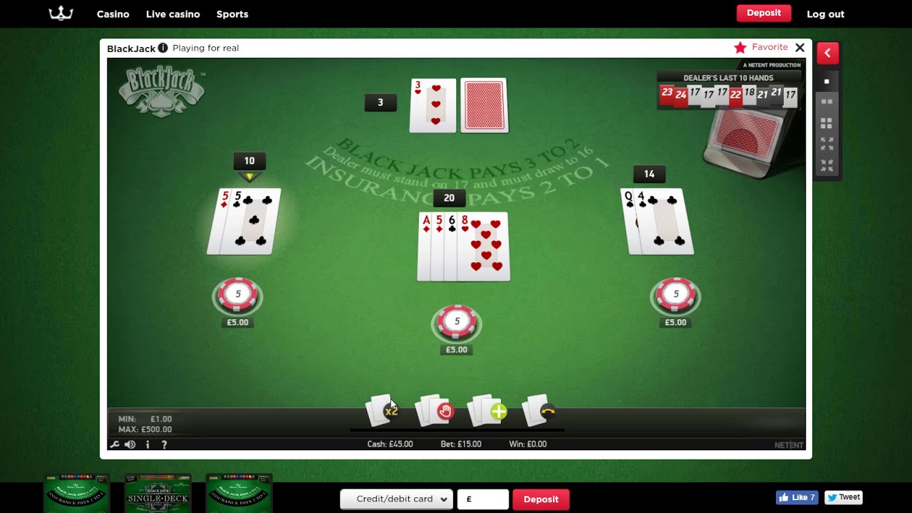 £50 Online Blackjack Shuffle YouTube