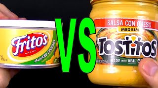 Fritos Jalapeno vs Tostitos Salsa Con Queso - What is the Best Cheese Dip, FoodFights Food Review