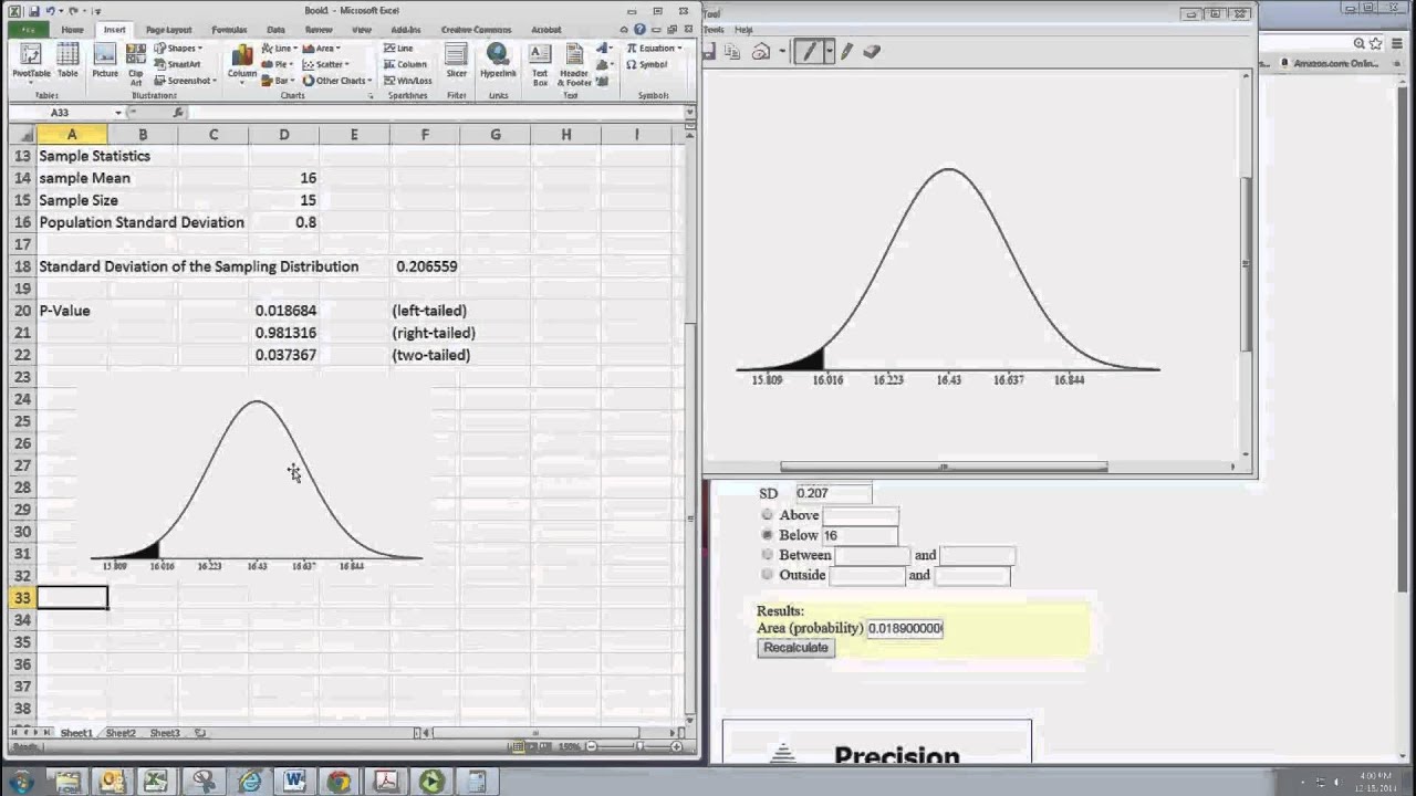 hypothesis testing graph excel