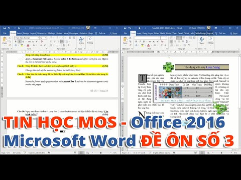 Video Hướng dẫn giải đề ôn tập Số 3 - Tin học MOS - Word... - YouTube