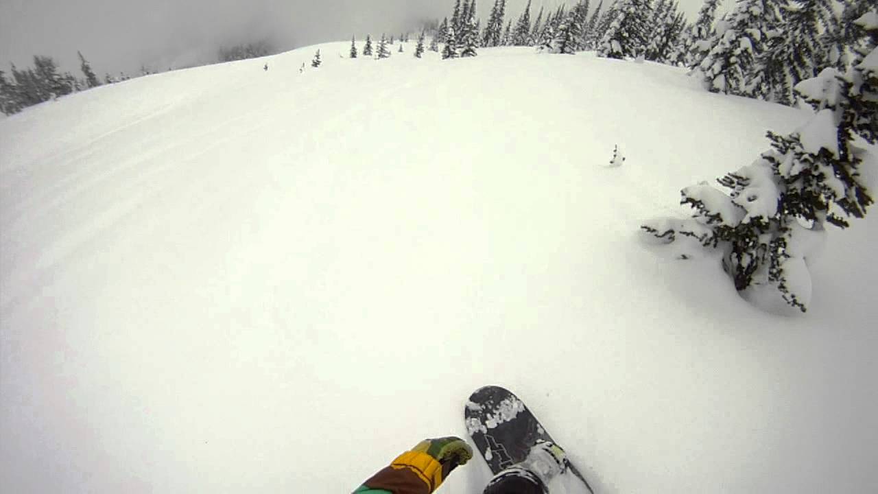 Go Pro HD Hero Cam Kicking Horse Golden BC First run on the lib tech