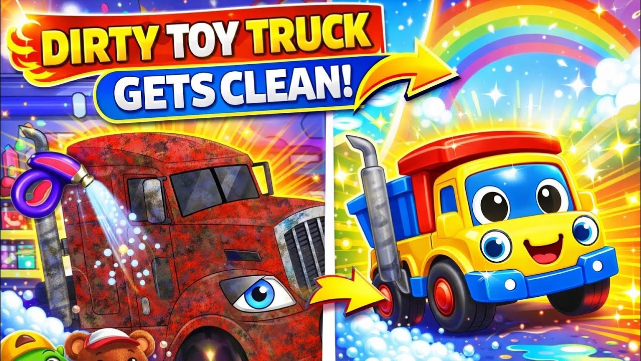 Dirty Toy Truck Car Wash 🧼🚛🌈 | Funny Toy Cleaning Video for Kids🌈 | Magic Toy Stories 