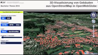 3D Buildings from OpenStreetMap data in OpenWebGlobe