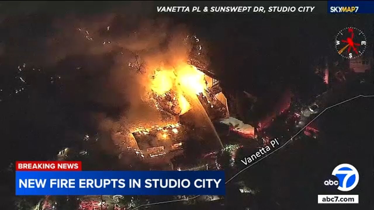 Studio City home catches fire and collapses - YouTube