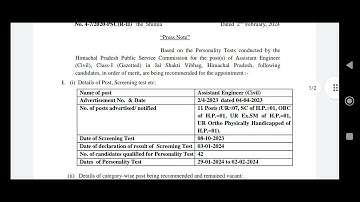 Hppsc Final Result of Assistant Engineer (Civil) #hppscassistantengineer2024