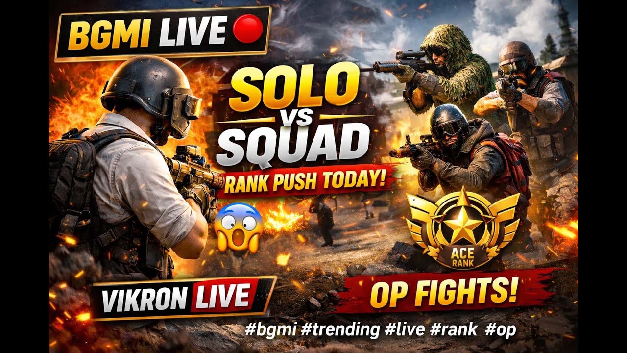 BGMI Live 🔴 Solo vs Squad Rank Push Today 😱 OP Fights | Vikron Live 