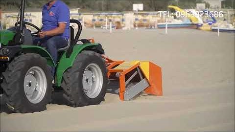 máy sàng cát làm sạch bãi biển làm việc cùng máy kéo/Tel: 0963923686