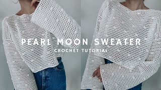 ⚪ HOW TO CROCHET THE PEARL MOON SWEATER | MESH & POPCORNS | MIGAIA