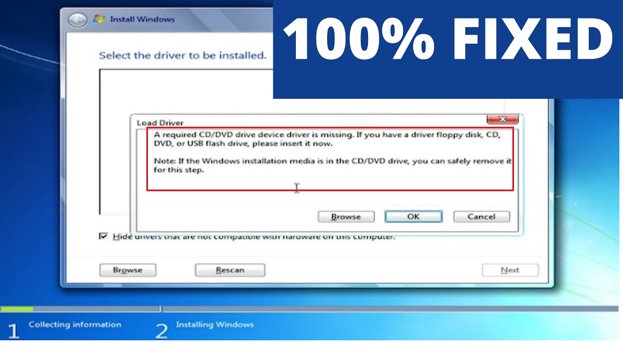 FIXED-A required CD/DVD driver device driver is missing WINDOWS 7. If you  have a driver floppy disk - YouTube