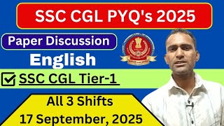 CGL 2025 Solutions English PYQs | 17 September, 2025 |  @skilliqeducation35    @3dlearningacademy 