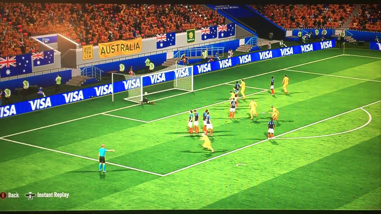 FIFA 18 World Cup mode . My 1st ever free kick attempt with Australia & I score with Aaron Mooy !!!