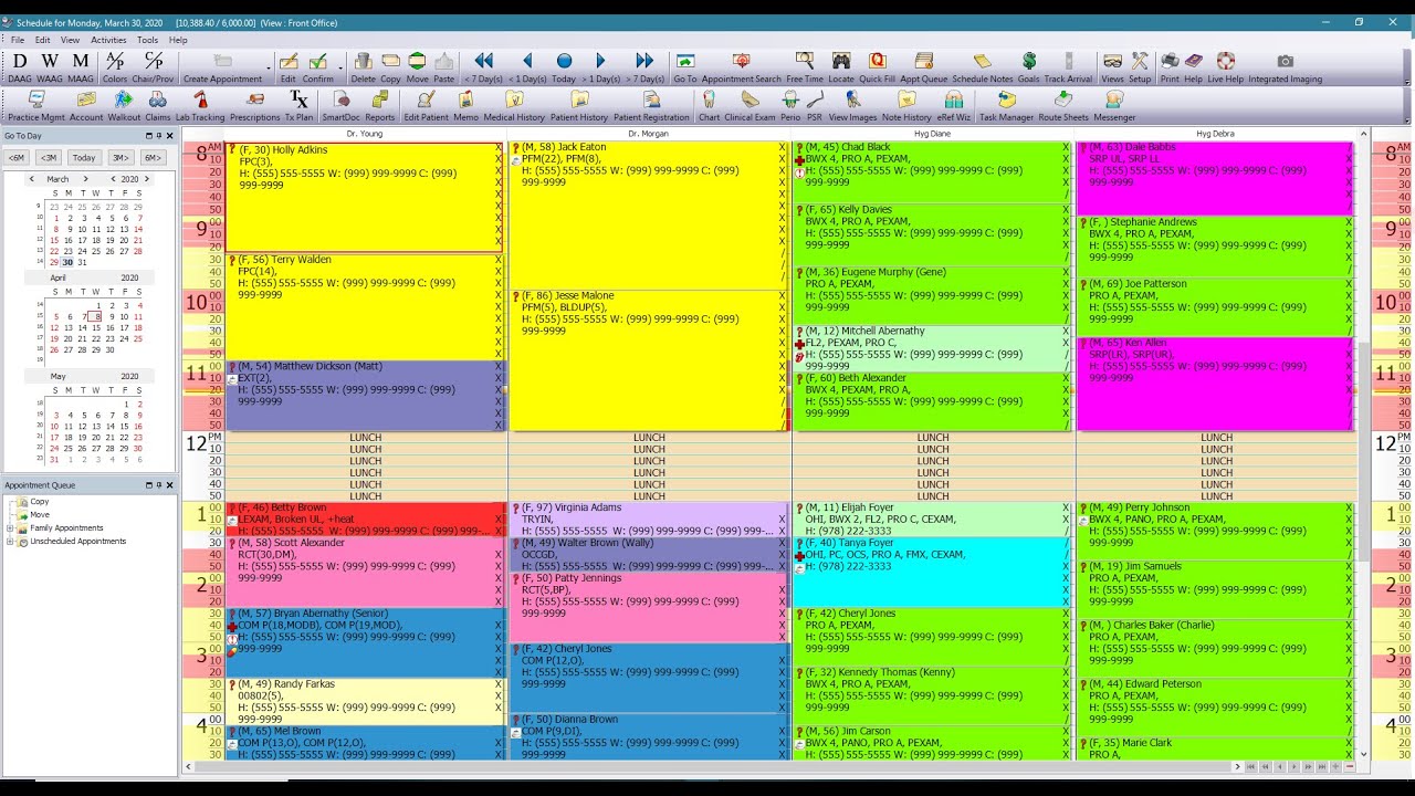 Eaglesoft - Unscheduled and Family Appointments, Appointment Queue and QuickFill List