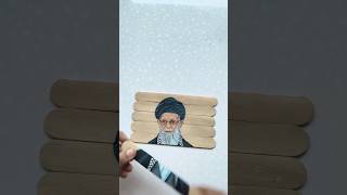 Ayatollah ali khamenei 😭🥺 painting on stick 😱 #shorts #art #drawing #ayatollah #khamenei #death #rip
