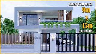 House Design | Modern house 9m x 15m | 5 Bedrooms