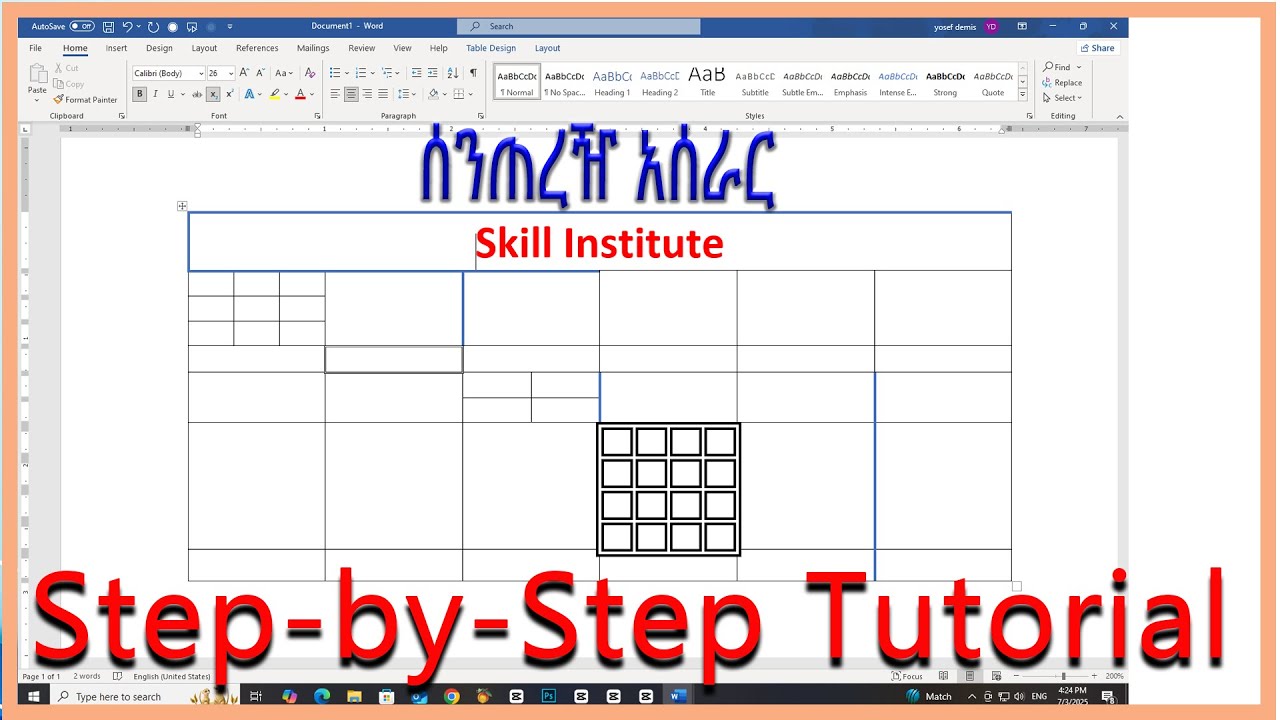 Create Table in MS Word - YouTube