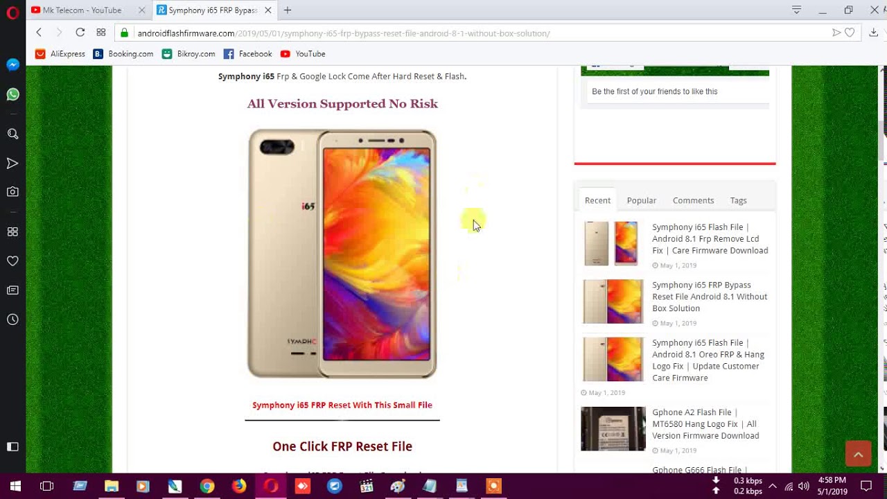 Symphony i65 FRP Bypass Reset File Android 8.1 Without Box Solution