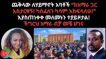 ጨቅላው ለሃይማኖት አባቶች “ከአማራ ጋር አስታርቁኝ! ካስፈለገ ካሳም እከፍላለሁ!” እያስጠነቀቀ መለመኑን ተያይዞታል!  ችግርህ አማራ ብቻ መቼ ሆነና